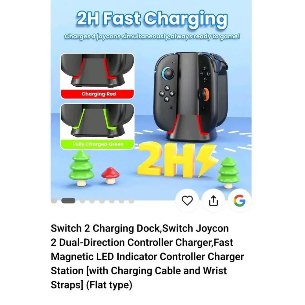 for Nintendo Switch 2 Charging Dock,4-Port USB-C Magnetic Joy-con Charging Dock